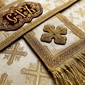 Ensemble de vêtements liturgiques orthodoxes pour diacône, broderie dorée, Sticharion Orarion, vêtements d'église, pour prêtre chrétien, hiver/été - Product Image 6