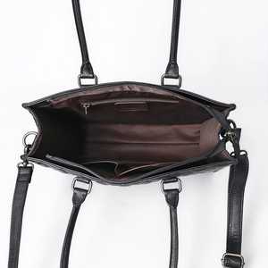 กระเป๋าโท้ทผ้าห่มลายควิลท์หนังคุณภาพสูงกระเป๋าโท้ทผ้าห่มสไตล์โบฮีเมียนแกะสลักด้วยมือลายดอกไม้แบบตะวันตกพร้อมสายคู่ - Product Image 6