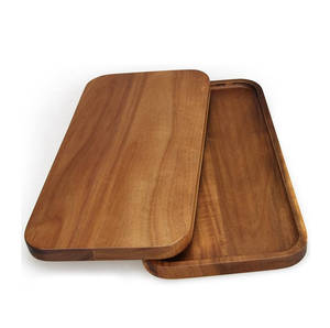 Plateau décoratif en bois d'acacia Plateau de service en bois rectangulaire fait à la main pour aliments, thé et boissons pour la cuisine à domicile - Product Image 4