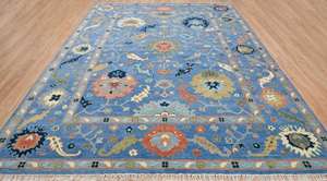 Tapis en laine pure tissés à la main, laine filée à la main, tapis de qualité supérieure, design Ushak, couleur unie, antidérapant, lavable, taille personnalisée, sol de la maison - Product Image 4