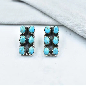 Pendientes de turquesa Mojave para mujer, joyería de piedras preciosas de estilo postal hecha a mano de plata 925 - Product Image 1