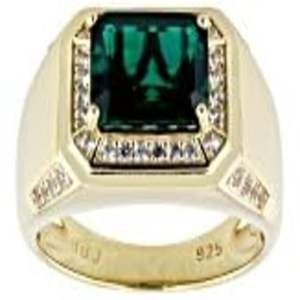 Joyería de plata Vintage de lujo, Material de Esmeralda verde, Plata de ley, acabado en rodio pulido, ajuste de anillo de bodas para hombre - Product Image 1