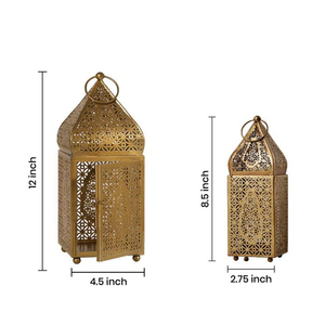 Top Selling 2-Piece <b>Gold</b> Finished Candle Holder <b>Lantern</b> for Indoor & Outdoor Christmas Home Decoration Wholesale Price in India - Product Image 6