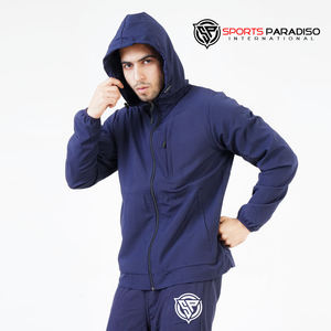 Sudadera con capucha deportiva para hombre al por mayor, chaqueta de gimnasio con cremallera completa y logotipo personalizado, chándal transpirable en la parte superior para entrenamiento - Product Image 3