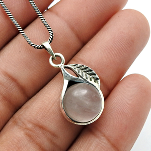 Vente chaude 925 pendentif en argent Sterling massif est livré avec coupe ronde Quartz Rose naturel pierres précieuses en gros Boho bijoux pour les femmes - Product Image 3