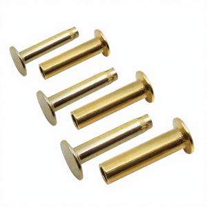 Remache Semitubular de Latón, Diámetro 5mm, Cabeza Plana, Longitud 30mm, Acabado Brillante, Resistente al Calor, ISO Macho Hembra para Cuchillo - Product Image 1