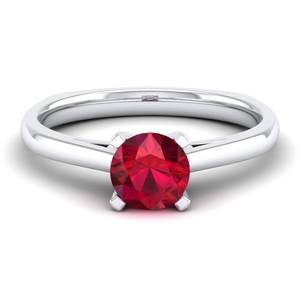 Anillo de Rubí de 0.75 Quilates con Corte Brillante Redondo de Oro Sólido de 14K de Alta Calidad REYES, Anillos de Compromiso Personalizados para Mujer - Product Image 5