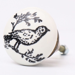 Tiroir décoratif noir blanc boutons oiseaux pour commode poignées de porte de placard de cuisine vente en gros CFKP-1 - Product Image 1