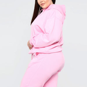 Ensemble d'entraînement de vêtements de sport de fitness gris pour femmes Pull à capuche à manches longues Survêtement à logo personnalisé Mode XXL 2 pièces pour femmes - Product Image 3