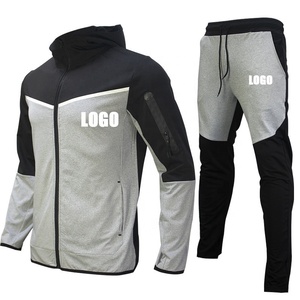 Survêtement de Jogging à capuche avec cordon de serrage pour hommes de haute qualité 100% coton solide respirant léger tenue de sport d'hiver contraste - Product Image 6