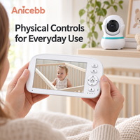 Anicebb Wi-Fi Yok Uygulama Yok 5 İnç FHSS Video Bebek Monitörü Avrupa Aile Bakımı için Özel Ebeveyn Ekranı İki Yönlü Ses