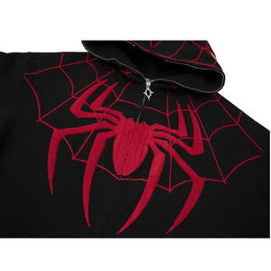 Customized <b>Applique</b> Embroidery Cotton French Terry Heavyweight Premium Quality Zipper Hoodies 500 GSM - Product Image 5