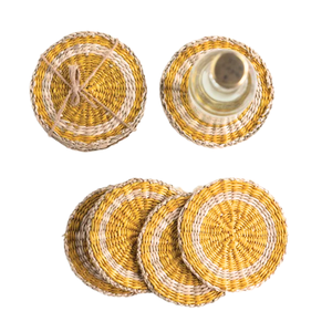 Posavasos de botella hecho a mano natural, posavasos de algas marinas, Juego de 4 posavasos de algas marinas para bebidas, accesorios al por mayor - Product Image 1