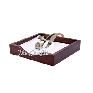 Servilletero de forma cuadrada de diseño fantástico en soporte de papel tisú de madera y hierro a precio competitivo - Product Image 3