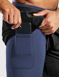 Short de jogging décontracté Poches zippées Short de course athlétique avec doublure 2 en 1 Short de gymnastique et de yoga à séchage rapide pour homme - Product Image 2