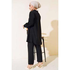 ชุด2ชิ้นผ้าลินินแขนจีบสีดำ - Product Image 3