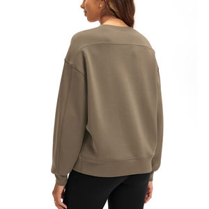 Ladies Oversized Knitted Pullover <b>Sweatshirt</b> With Fleece Lining <b>Long</b> Sleeves Drop Shoulder O Neck <b>women's</b> <b>sweatshirt</b> - Product Image 2