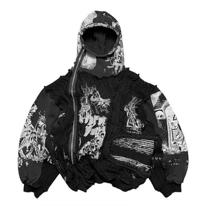 Chaqueta de tapiz tejida nueva personalizada con cremallera completa boomber streetwear para hombre con capucha a medida para hombre Sudadera con capucha a prueba de viento 2025 - Product Image 2