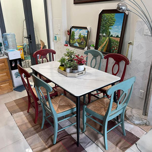 โต๊ะรับประทานอาหารทรงสี่เหลี่ยมผืนผ้า ขนาด 120x70 ซม. ขาเหล็ก ท็อปหินอ่อน ประกอบสำเร็จ ขยายได้ สำหรับใช้ในบ้าน สำนักงาน หรือห้องนั่งเล่น รุ่น BA68092 - Product Image 3