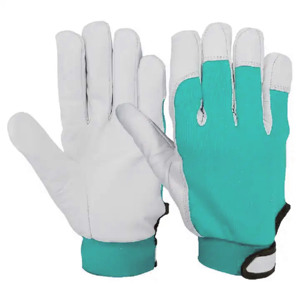 Guantes DE SEGURIDAD antivibración de 11 oz con certificado CE de cuero de grano de cabra suave de alta calidad, guantes de trabajo industriales con puños elásticos rojos - Product Image 2
