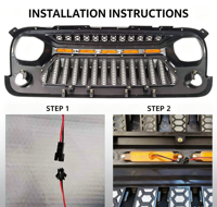 Grille avant noire Wind Winner avec cinq fenêtres à feux de positionnement ambre pour Jeep Wrangler JK