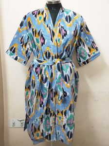 Ikat Kimono Robe Bridal Robes Bridal Robes Boho dress <b>Festival</b> dress Cotton Velvet Kimono Bathrobe Gift Ikat Kimono for her - Product Image 4