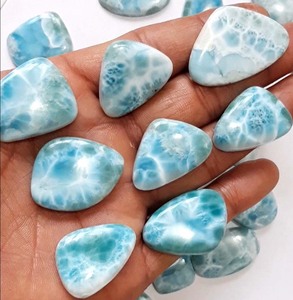 Cabochon de Larimar naturel pierre précieuse en vrac Larimar gemmes ovales de taille multiple fabrication de bijoux bijoux bijoux en macramé pierre précieuse son cadeau gemmes - Product Image 3