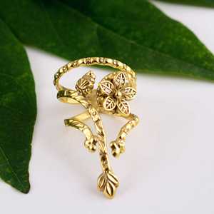 Market Favorite Boho Flower Armor <b>Ring</b> Tribal Brass <b>Rings</b> Women 18k Gold Plated Floral Swirl <b>Statement</b> Jewelry Wholesale/OEM/ODM - Product Image 4