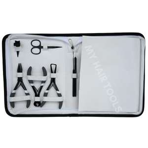 Kit d'outils pour extensions de cheveux : Pince à retirer les micro-anneaux, Pince à sertir pour micro-anneaux, Pince à sertir pour extensions à bandes, Pince à séparer les mèches, Coupe-adhésif, Clips auto-agrippants - Product Image 5