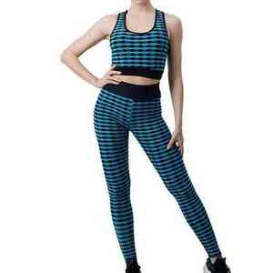 Ensemble de leggings et de soutien-gorge de sport pour femmes, vêtements de sport personnalisés en usine, sans couture, entraînement, gym, fitness, yoga, spandex/coton - Product Image 1