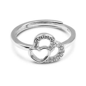 NOVAMART Fine Zarkan Inception Pure <b>Silver</b> Zircon Heart <b>Ring</b> <b>Adjustable</b> Trendy Fashion <b>Rings</b> with Inlay Setting Free Size for En - Product Image 2