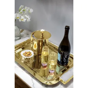 Refroidisseur à vin moderne haut de gamme, fait main, décoratif, finition polie miroir, poignée dorée en aluminium, écologique - Product Image 3