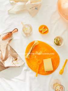 Assiette en résine avec poignée en or couleur personnalisée petit déjeuner plateau assiettes maison cuisine restaurants décor de mariage - Product Image 3