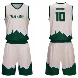 Uniforme de basquete masculino personalizado por atacado de fábrica, uniforme de basquete masculino com desenho sublimado, camisas e uniformes de conjunto curto