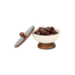 Personnalisé Khajoor Pot Bol de Date en Bois Fruits Secs Bol de Service Dessus de Table pour la Fête de Mariage Hôtel-Golfe Arabe Style Date Bol Couvercle - Product Image 6