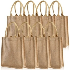 Juego de 3 bolsas de Yute natural de color crema con asas, uso superior perfecto, bolsas de lona de lujo de primera calidad, precios superiores - Product Image 6