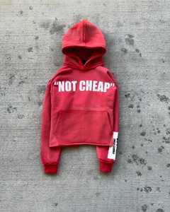 Crop Screen Print Acid Wash Vintage Hoodie Men's Washed Hoodie 100% Cotton Custom Drop Shoulder Red Hoodies - Product Image 1