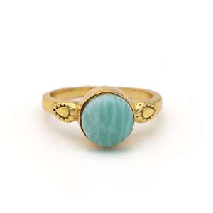 18k Gold Plated Larimar <b>Ring</b> Brass <b>Dainty</b> Ethnic Vintage Wholesale <b>Ring</b> For Women - Product Image 1