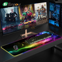 Tapis de souris et de clavier de jeu surdimensionné personnalisé, chauffant, lumineux, avec éclairage LED RGB, connecteur USB, surface en caoutchouc, tissu en stock