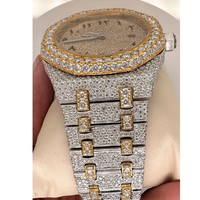 Montre automatique sertie de diamants de culture, mouvement mécanique ETA, chronographe, 41 mm, unisexe, luxe, acier inoxydable, verre personnalisé