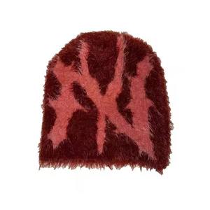Bonnets personnalisés avec logo Casquette de designer pour homme Unisexe Acrylique Bonnets en maille de haute qualité en jacquard mohair Chapeaux - Product Image 2