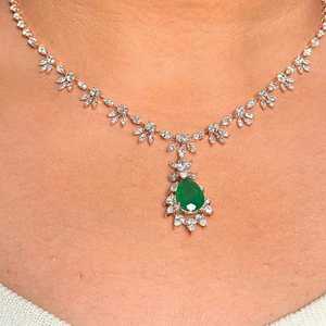 Conjunto de Collar y Pendientes de Plata de Ley con Circonitas Multiformas Hechas a Mano, Bañados en Rodio, Joyería Nupcial para Regalo de Compromiso o Boda - Product Image 3