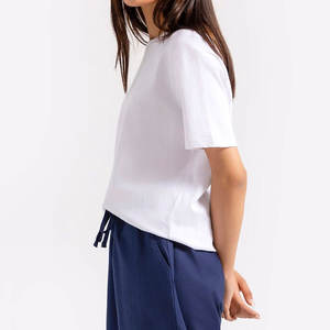 Haut court en maille décontracté pour femme, col rond, manches courtes, coupe ajustée, uni, respirant, en spandex/polyester de haute qualité, été 2025 - Product Image 5