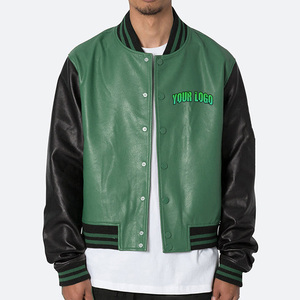 Veste de baseball en cuir personnalisée pour homme avec patchs brodés, style Letterman, grande taille, pour le streetwear - Product Image 1