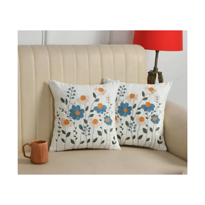 Artisan 20x20in 100% Cotton Blue Embroidered Dobby Cushion Using Eco Dyes For Wholesale Supply Fast Shipping & Global Buyers - Product Image 4