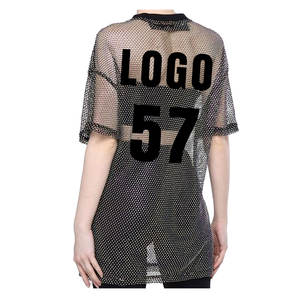T-shirt pour femme en jersey de coton épais coupe carrée personnalisée Streetwear Style Hip Hop imprimé tissu en maille couleur unie Logo grande taille - Product Image 5