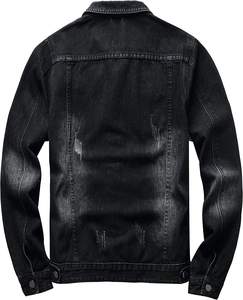 Chaqueta vaquera con botones para hombre, chaqueta vaquera de gran tamaño negra Vintage recortada bordada, ropa informal ajustada, chaquetas para hombre - Product Image 3