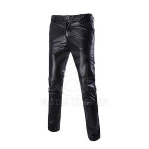 Pantalones de cuero PU para hombre Ropa de moda de invierno Pantalones de cuero Cintura alta Cremallera Pantalón de cuero de color sólido - Product Image 1