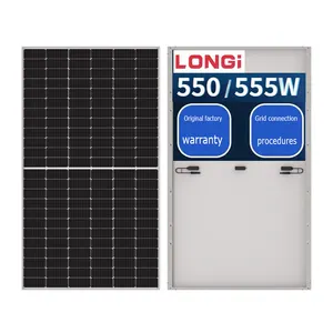 Modulo fotovoltaico Longi all'ingrosso 555w silicio monocristallino generazione di energia su un lato pannello batteria collegato alla rete