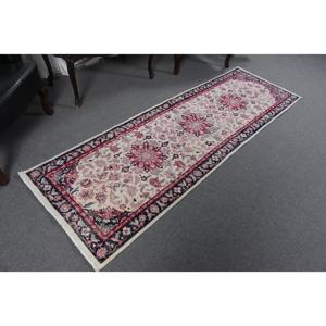 Vintage 2.6x8.1 ft Rug, <b>Runner</b> Turkish Rug, <b>Red</b> Camouflage Wool Rug - Product Image 4